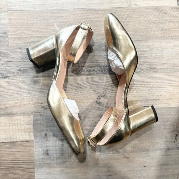 J.Crew Women’s Maisie Metallic Gold ankle-strap heels - Size 12 - Picture 4 of 11